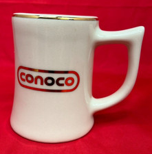 Vintage 1970 Petroliana Gas Ceramic Conoco Oil Coffee Beer Mug USA Gold Rim