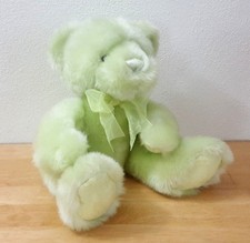 First  Main Lime Green Sherbet Baby Teddy Bear Matching Bow Lace Feet 9"