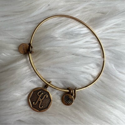 Alex and Ani K Initial Rafaelian Gold Charm Bangle Bracelet