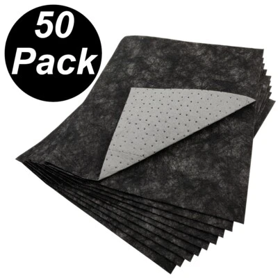 Oil Spill Pads Maintenance Fuel Oil Water Coolant Absorbent Mats (50PK)