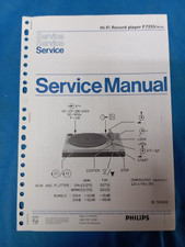 Giradischi PHILIPS F7233 Hi-Fi Record Player Vintage SERVICE MANUALE ORIGINALE !