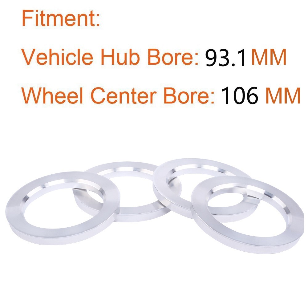 4pcs Aluminium Wheel Hubrings 93.1 to 106 Hub Centric Rings OD 106/ ID