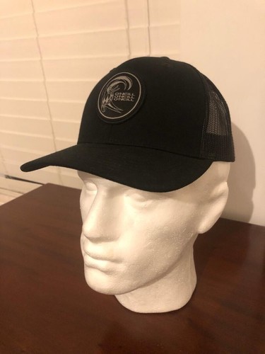 O'NEILL Black Mesh Trucker Hat Classic Round Grey Logo - Snap Back - Brand New - Picture 2 of 5