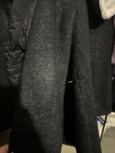 Liz Claiborne Charcoal Wool Hooded Jacket Women’s Size Large Drawsting Waist - Picture 4 of 4
