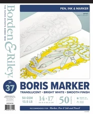 14" x 17" #37 Boris Marker Layout Bright White Translucent Bond Paper Pad, 50...