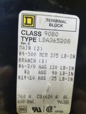 Square D 9080-LBA365208 Used Power Distribution Block Series C