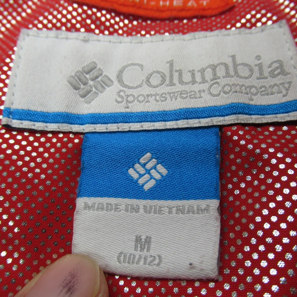 Chaqueta Columbia Juvenil Mediana Roja Bolsillos Omni Heat Mighty Lite Cremallera Completa Puffer Foto 4 de 4