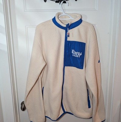 TeamLTD Coors Light Polar Fleece Jacket Cream Blue Mens Sz L Warm Pherpa