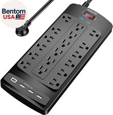 18 Outlets Surge Protector Power Strip - 6 Feet Flat Plug Heavy Duty Extension C
