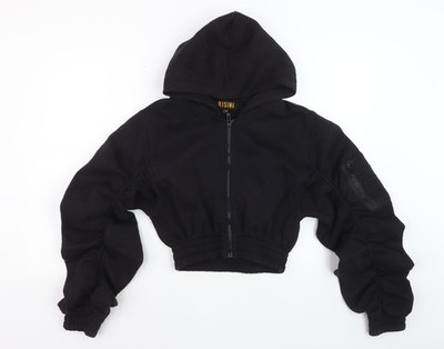 Rising Damen Hoodie schwarz Cropped Full Zip S/M