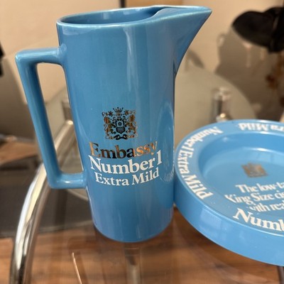 Vintage Crown Devon Embassy Number 1 Extra Mild Keramik Wasserkrug und Aschenbecher 