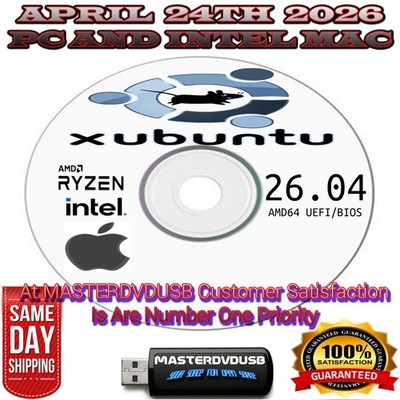 Xubuntu 26.04 DVD Bootable 64-Bit Installer PC-LAPTOP INTEL MAC Linux OS