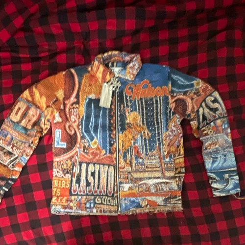Watson Men’s Work Jacket S Regular Multicolor Graphic Las Vegas Casino Full Zip - product listing photo