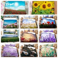 3D Flowers Field Sky Clouds Landscape Quilt Cover Duvet Cover Comforter set