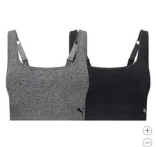 PUMA Women's Performance 2-Pack Seamless Sports Bra Black/Grey Small