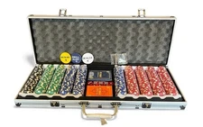 NEW - RALLY AND ROAR PROFESSIONAL POKER SET W/ HARD CASE 500 CHIPS (11.5g)