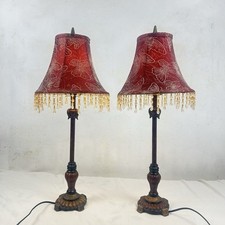 Pair of antique butterfly boho style lamps, beautiful unique bases, shades. 60cm