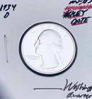 1934-D BRILLIANT UNCIRCULATED KEY DATE!  U.S. WASHINGTON QUARTER.