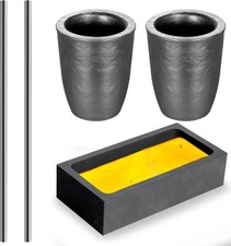 5 Pieces Crucible Metal Melting Kit, Including 2 Clay Graphite Crucible for Gold