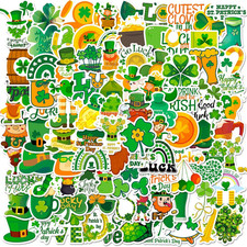 100 PCS St Patrick'S Day Stickers of Non Repeating Clover, Irish Holiday Sticker