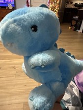 FAO Schwarz Blue Plush Roaring Sparkle Dinosaur Stuffed Animal