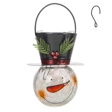 Snowman Solar Lanterns, Christmas Outdoor Hanging Lantern Waterproof Decorati...