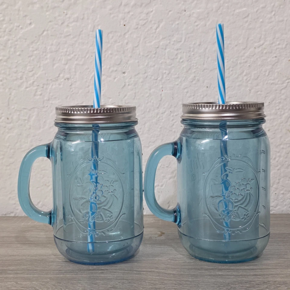 Aladdin Insulated 20oz Plastic Mason Jar Tumblers Travel Mugs Set Of 2 - Image 2 of 4