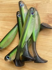 4” Swim Bait Soft Plastic,Clear Belly,Chartreuse Vein,Smoke Top wth Color Shift 