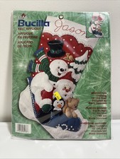 BUCILLA SEALED FELT CHRISTMAS STOCKING KIT WINTER FUN SNOWMAN SANTA PENGUIN 18"