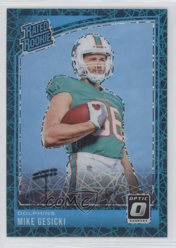 2018 Donruss Optic Rated Rookie Teal Velocity Prizm Mike Gesicki #187 Rookie RC - Zdjęcie 1 z 3