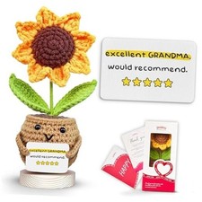 Positive Sunflower Doll Crochet with Card - Excellent Grandma Would Recommend