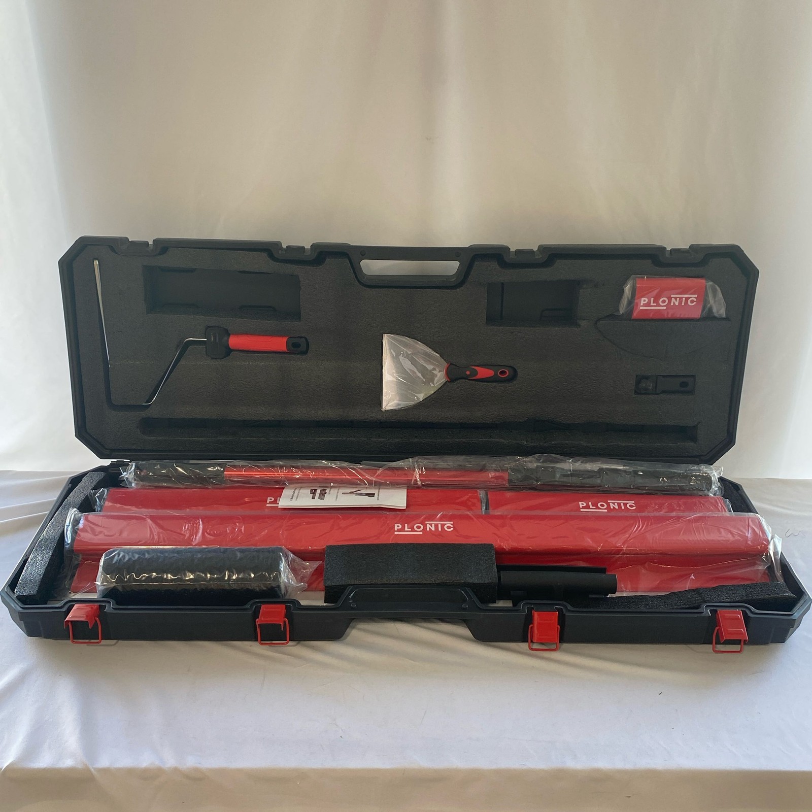 PLONIC Red Drywall Skimming Blade Kit 10/14/24/32/40 + Pole &amp; Case