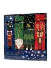 NOS SOCKHUB GIFT BOXED Youth SOCKS 4Pr CHRISTMAS Assort No Show SHOE SIZE 10.5-4