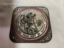 Vintage St. Christopher Grill Car Badge Behold Then Go Your Way In Safety