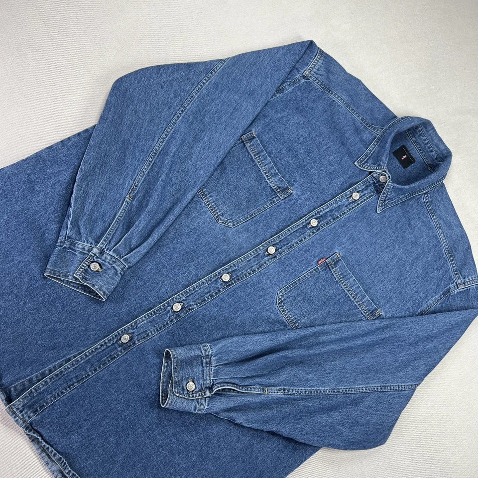 Vintage 90s Levi's Denim Shirt Mens L Blue Long Sleeve Red Tab Oversized Boxy - Image 3 of 4