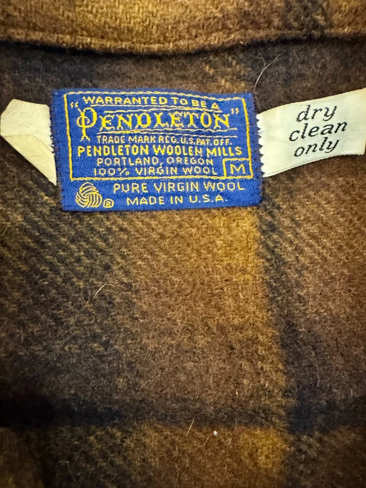 Vintage Pendleton Wool Plaid Board Coat Jacket Brown Black Made in USA M - Image 3 of 4