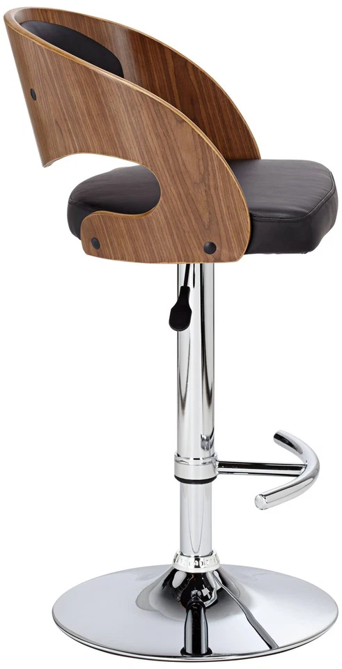 Malibu Walnut Swivel Bar Stool 32 1/2" High Black Cushion Kitchen Counter Island - Image 4 of 4