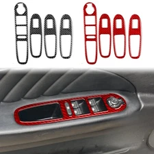 4Pcs Red Carbon Fiber Window Lift Switch Panel Trim for Alfa Romeo 159 2004-11 