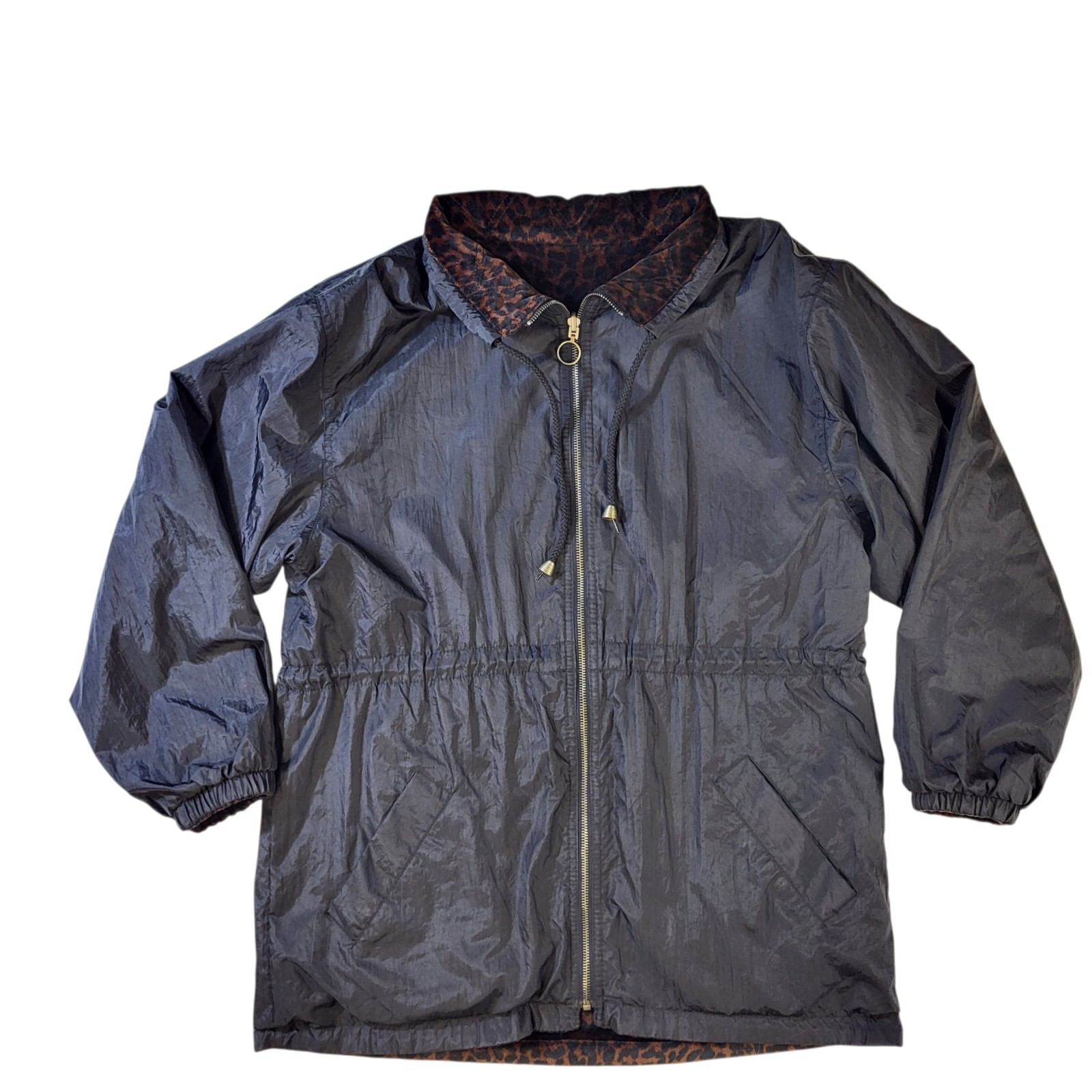 Current Seen Black Leopard Print Reversible Jacke… - image 1