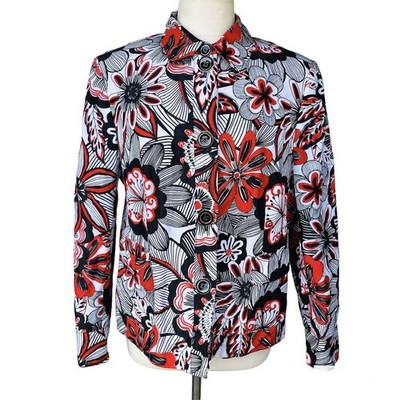 BASLER Floral Blazer Size 44 US 14 Multicolor Pocket Long Sleeve Jacket