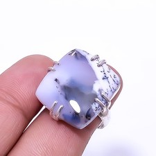 Natural Dendritic Agate -Brazil 925 Sterling Silver Ring s.7.5 R3 Christmas Gift
