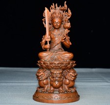 Exquisite Small Leaf Boxwood Ornament of Manjusri Bodhisattva