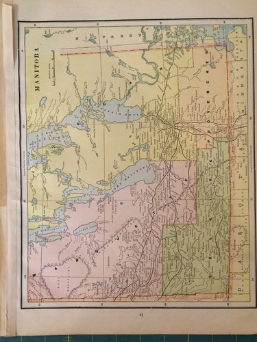 United States Maine Manitoba Rare Vintage Original 1893 Antique Atlas Maps  - Picture 8 of 9