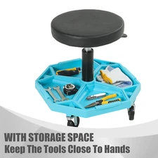 300LBS Adjustable Tool Padded Seat Removable Rolling Garage Wrokshop Stool Chair
