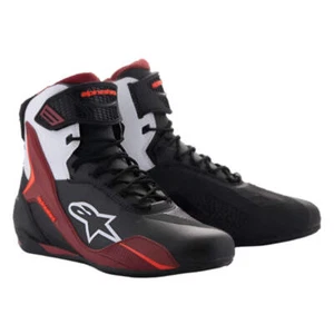 Alpinestars Faster-4 Shoes Motorcycle Motorbike Black White Dark Red