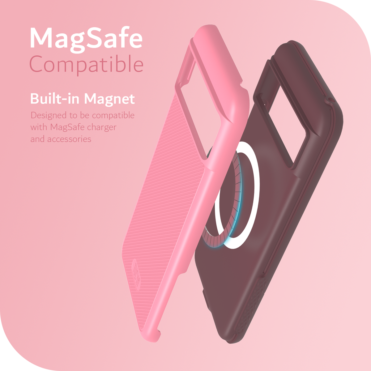 TUDIA MergeGrip Cover Per Google Pixel 8 Pro (2023): Custodia Sottile Con Doppia Protezione, Antiscivolo E Compatibile MagSafe (Nero Opaco)