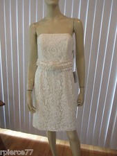 SUZI CHIN for Maggy Boutique White Strapless Dress Sz 8 Jacquard Lace NWTs