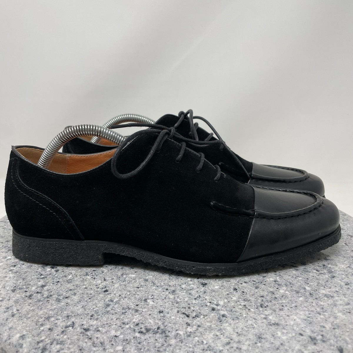 Vintage Foundry Shoes Mens 10.5 Black Leather Suede Basalt 