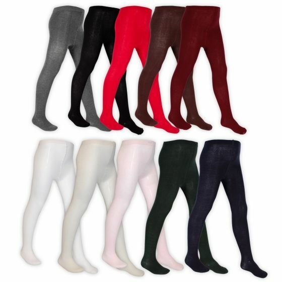 2 Pairs Of Girls School Tights By Nifty - Cotton Rich, Opaque, Ages 0-12 Years, Assorted Colours (Plain, Knitted)