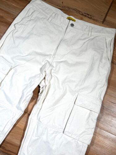 Pantaloni cargo Golf Wang panna bianco sporco cotone pesante twill gamba larga 34x30 - Foto 2 di 13